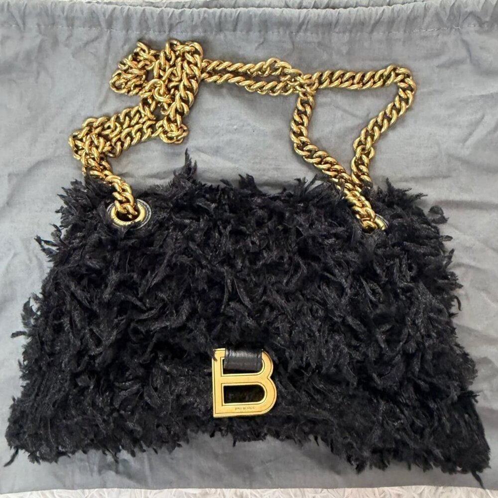 Balenciaga Mini Crush Chain Bag Fabric Feathers